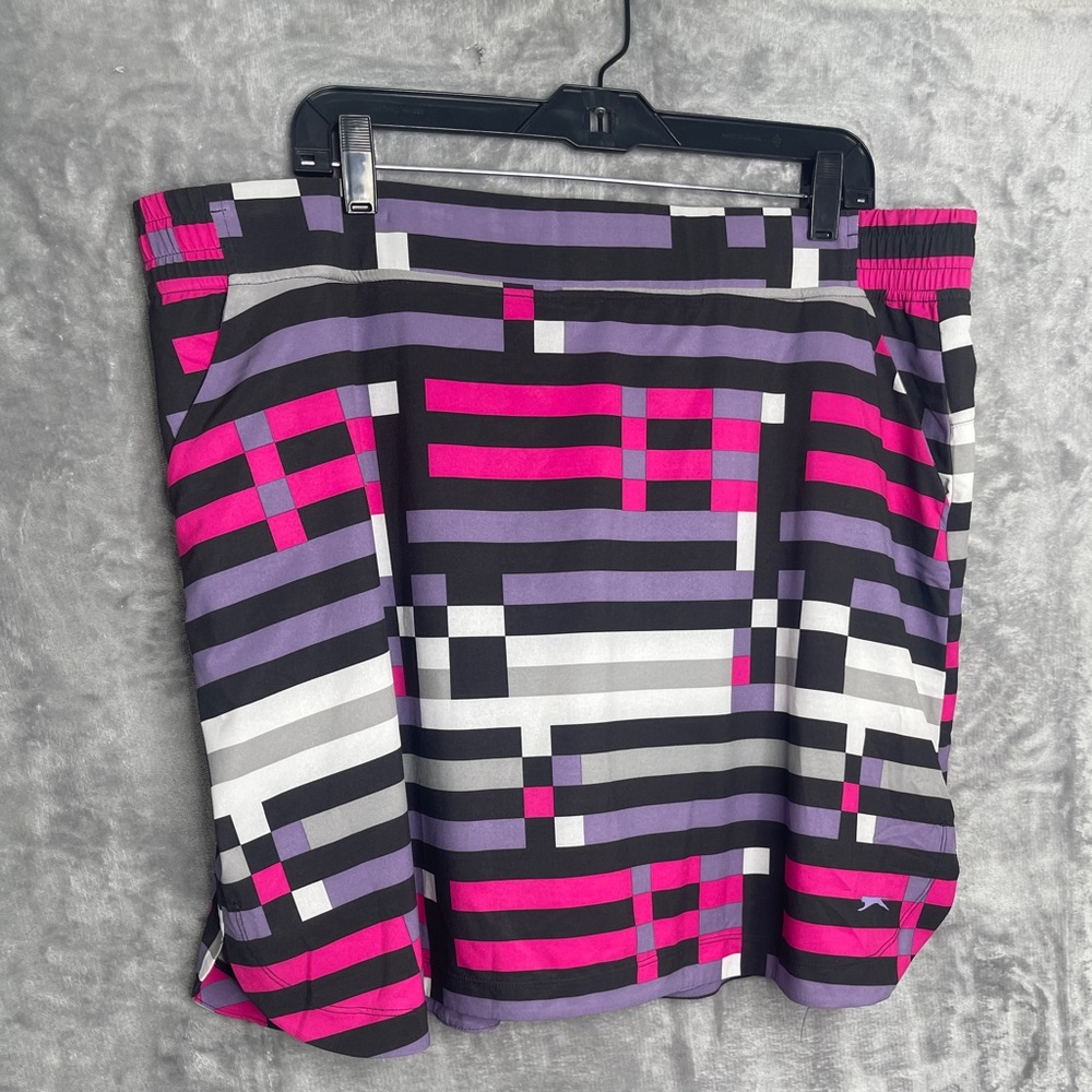 Geometric Patterned Skort  in Pink, Purple, and Black